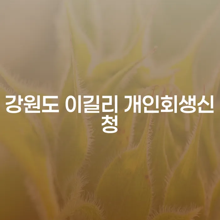 강원도 이길리에서 개인회생신청을 고려해야 하는 이유는?